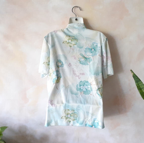 Vintage Pastel Floral Top with Neck Tie - Picture 2 of 5